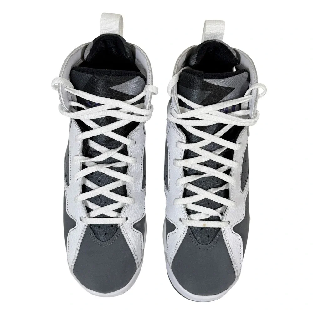 Air Jordan 7 Retro BG Flint 2021 White Varsity Purple Grey 7Y Men's 7 DJ2777-100